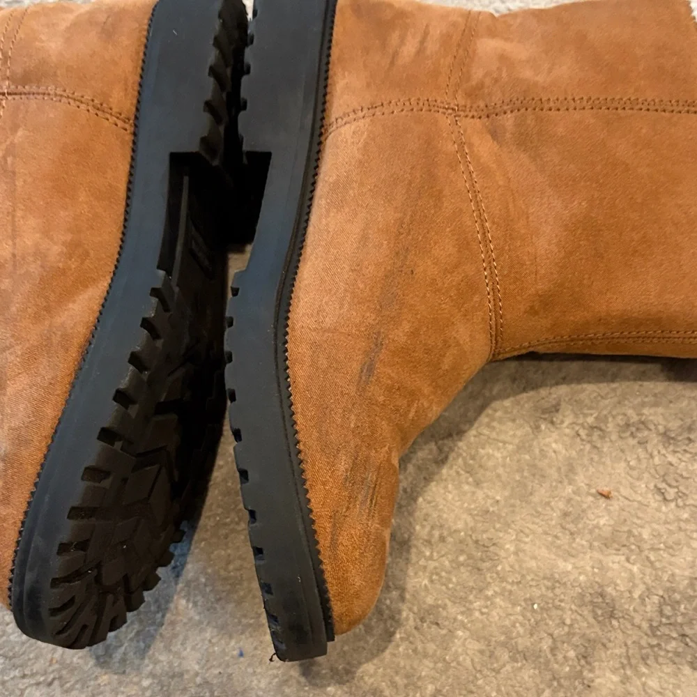 Kids Tan Boots with Faux Fur Trim
